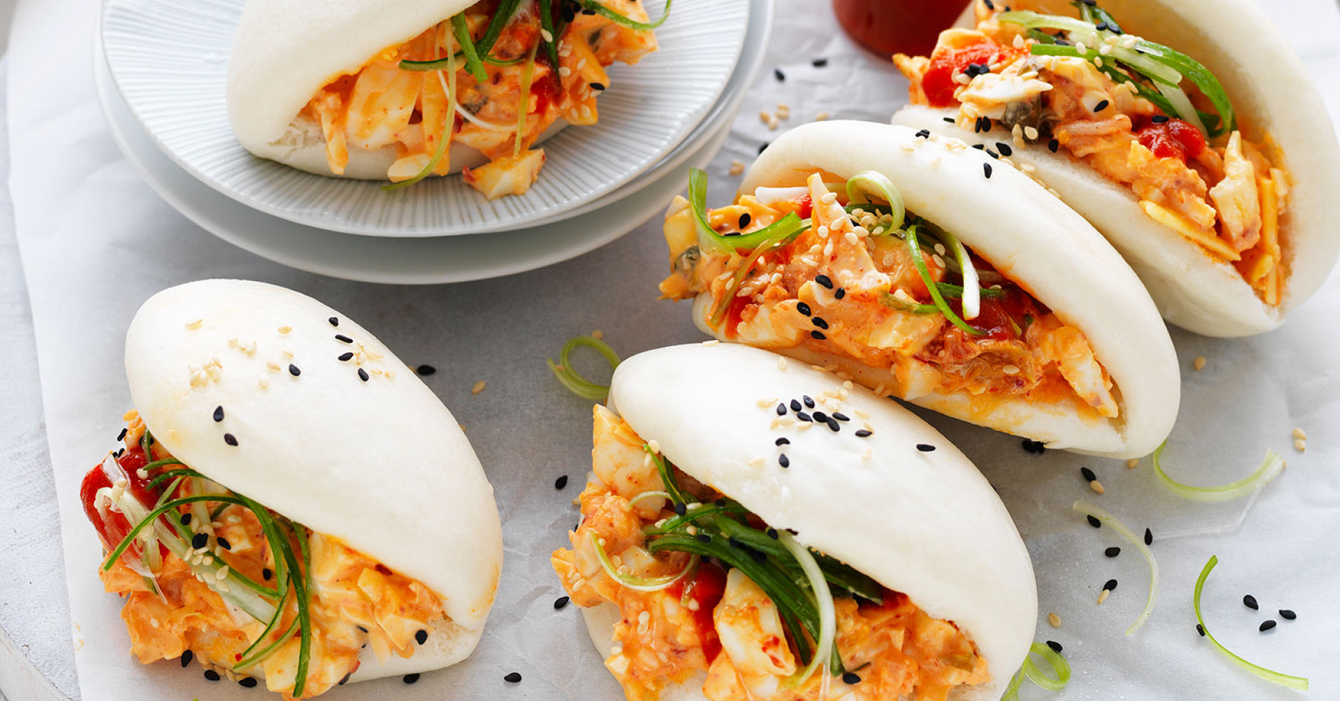 Kimchi and Cheese Egg Salad Baos Recipe | myfoodbook